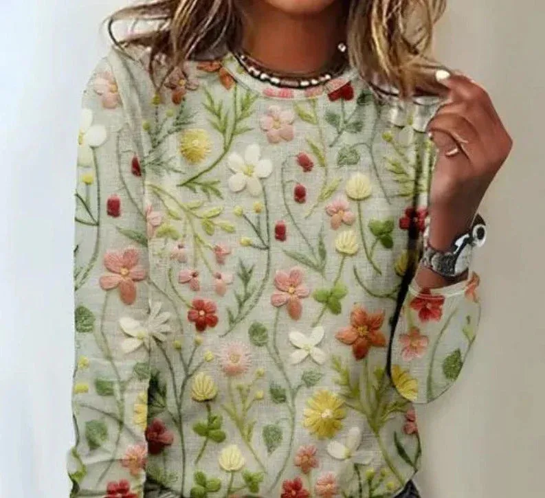 Leilani | Women Flower Embroidery Pullover | Casual