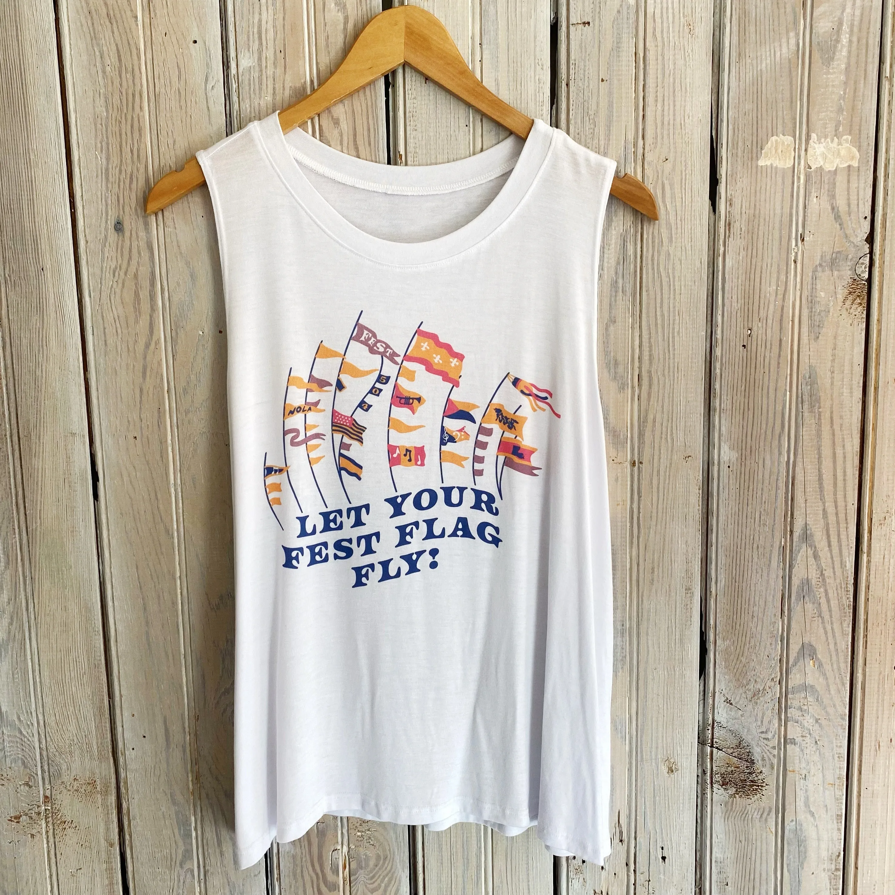 Let Your Fest Flag Fly Tank-white