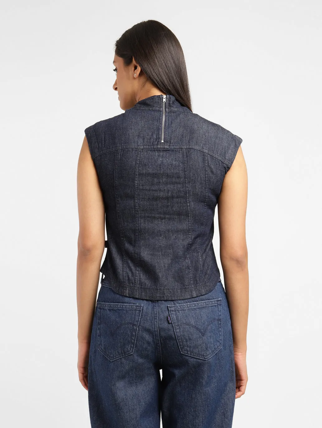 Levi's x Deepika Padukone Solid Navy Band Neck Top