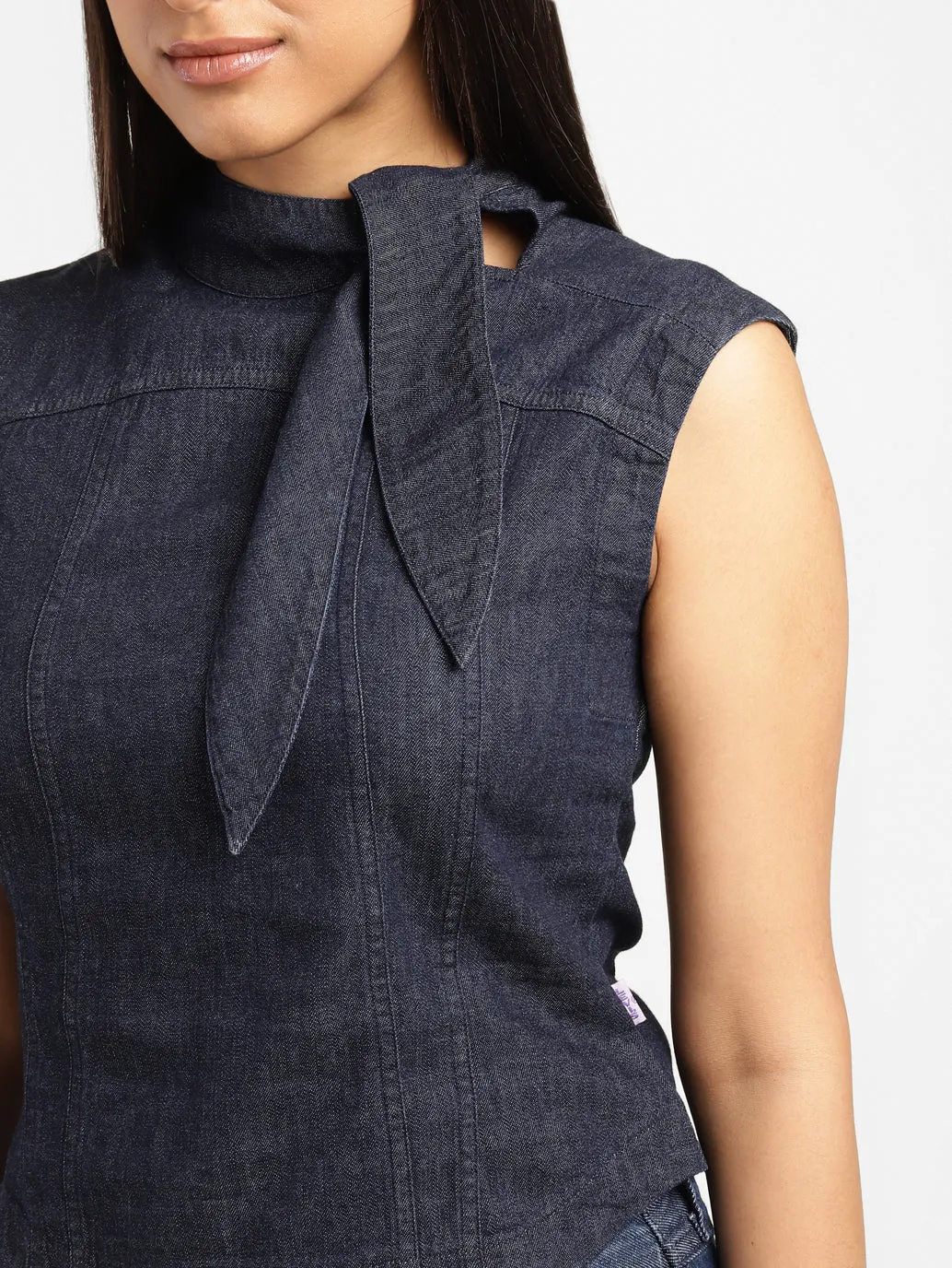 Levi's x Deepika Padukone Solid Navy Band Neck Top