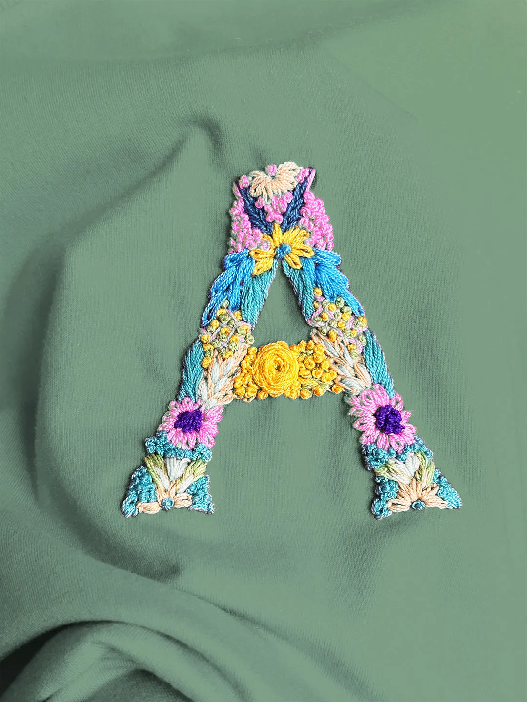 Light Green - Unisex Hand Embroidered Oversize T-Shirt