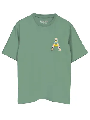 Light Green - Unisex Hand Embroidered Oversize T-Shirt