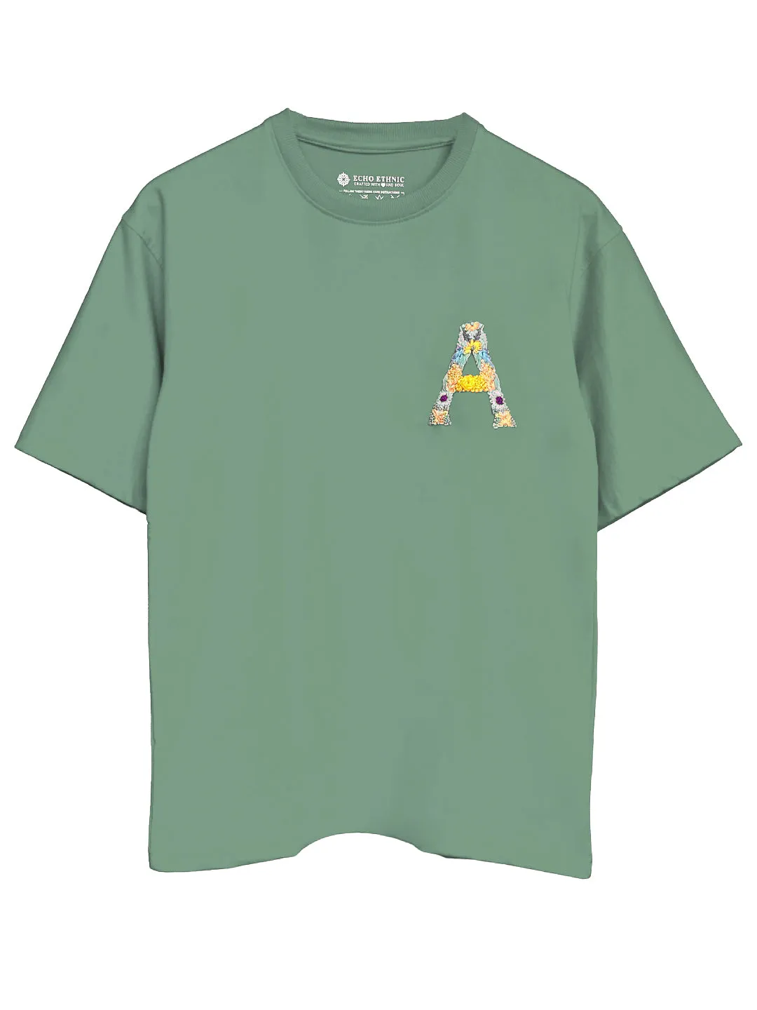 Light Green - Unisex Hand Embroidered Oversize T-Shirt