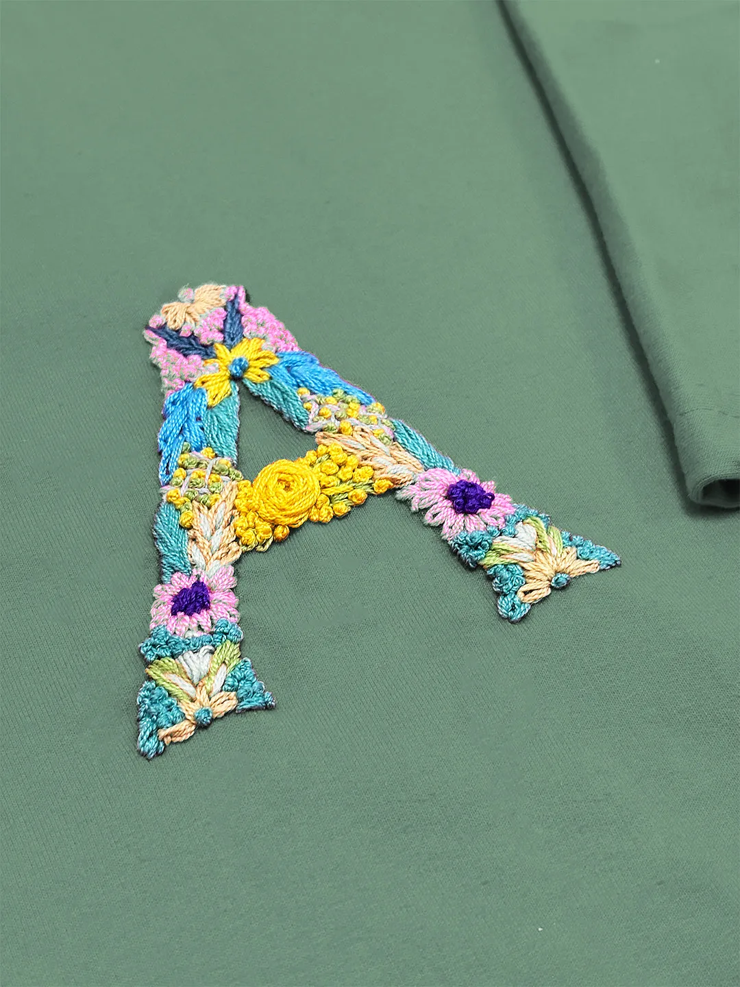 Light Green - Unisex Hand Embroidered Oversize T-Shirt