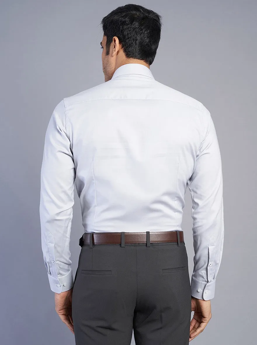 Light Grey Solid Slim Fit Formal Shirt | JadeBlue