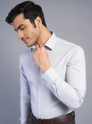 Light Grey Solid Slim Fit Formal Shirt | JadeBlue
