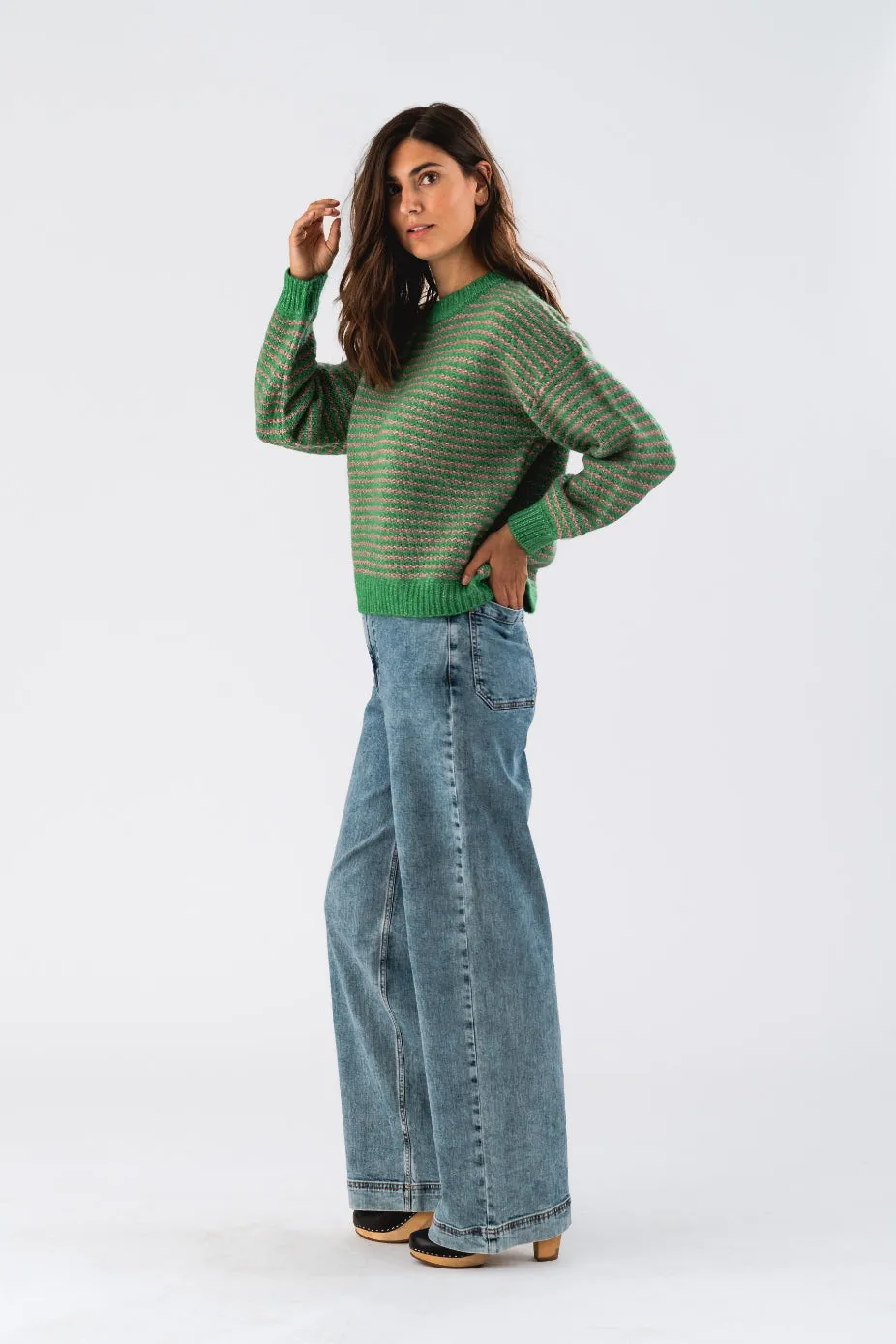 Lollys Laundry Terry Knit Jumper - Green