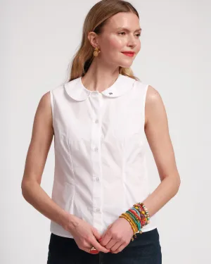 Louise Collar Cotton Shell - White