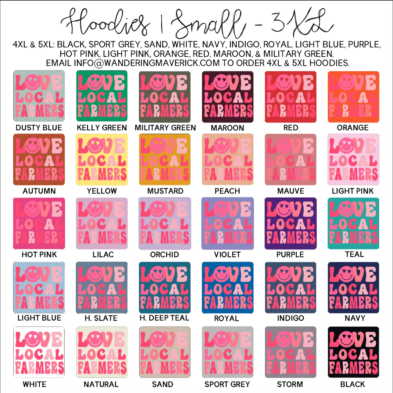 Love Local Farmers Smiley Hoodie (S-3XL) Unisex - Multiple Colors!