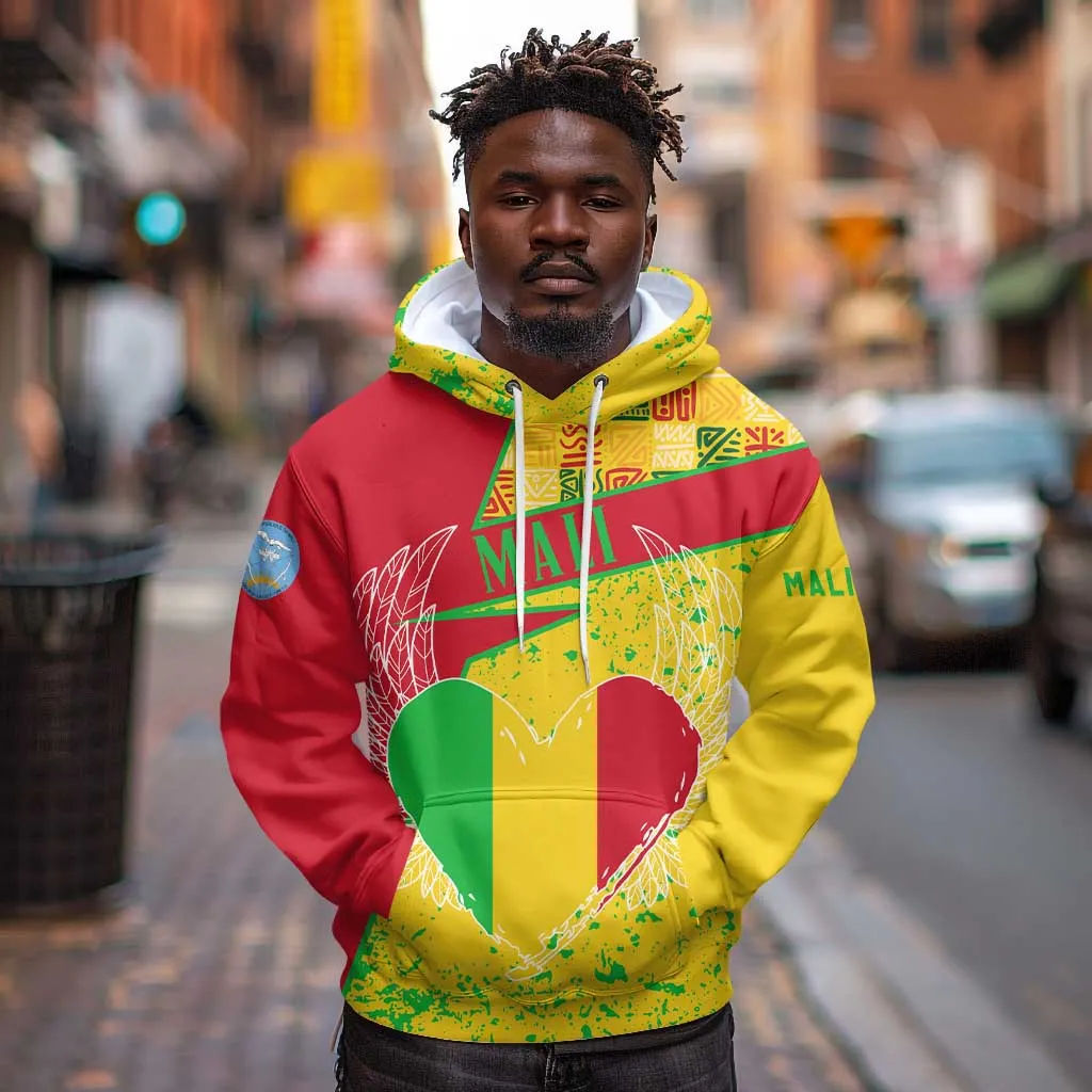 Mali in My Heart Hoodie Map with National Flag Colors TS04