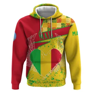 Mali in My Heart Hoodie Map with National Flag Colors TS04
