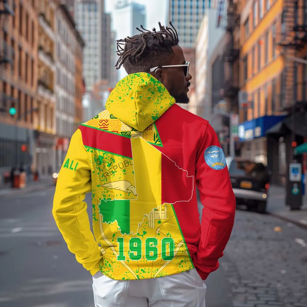 Mali in My Heart Hoodie Map with National Flag Colors TS04