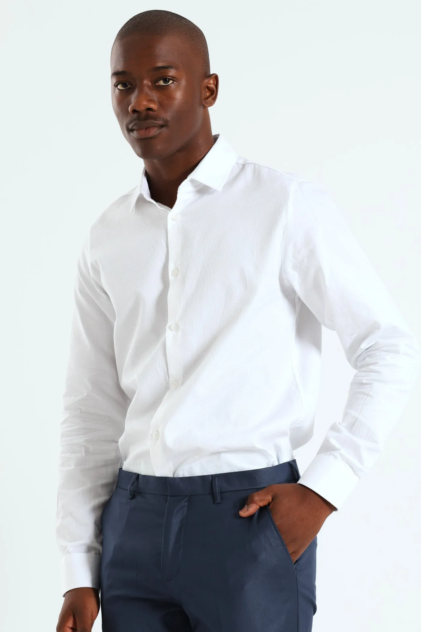 Melange Textured Shirt - White