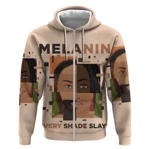 Melanin Every Shade Slays Zip Hoodie Afro Women DT03
