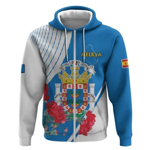 Melilla Spain Zip Hoodie Coat Of Arms With Map LT15