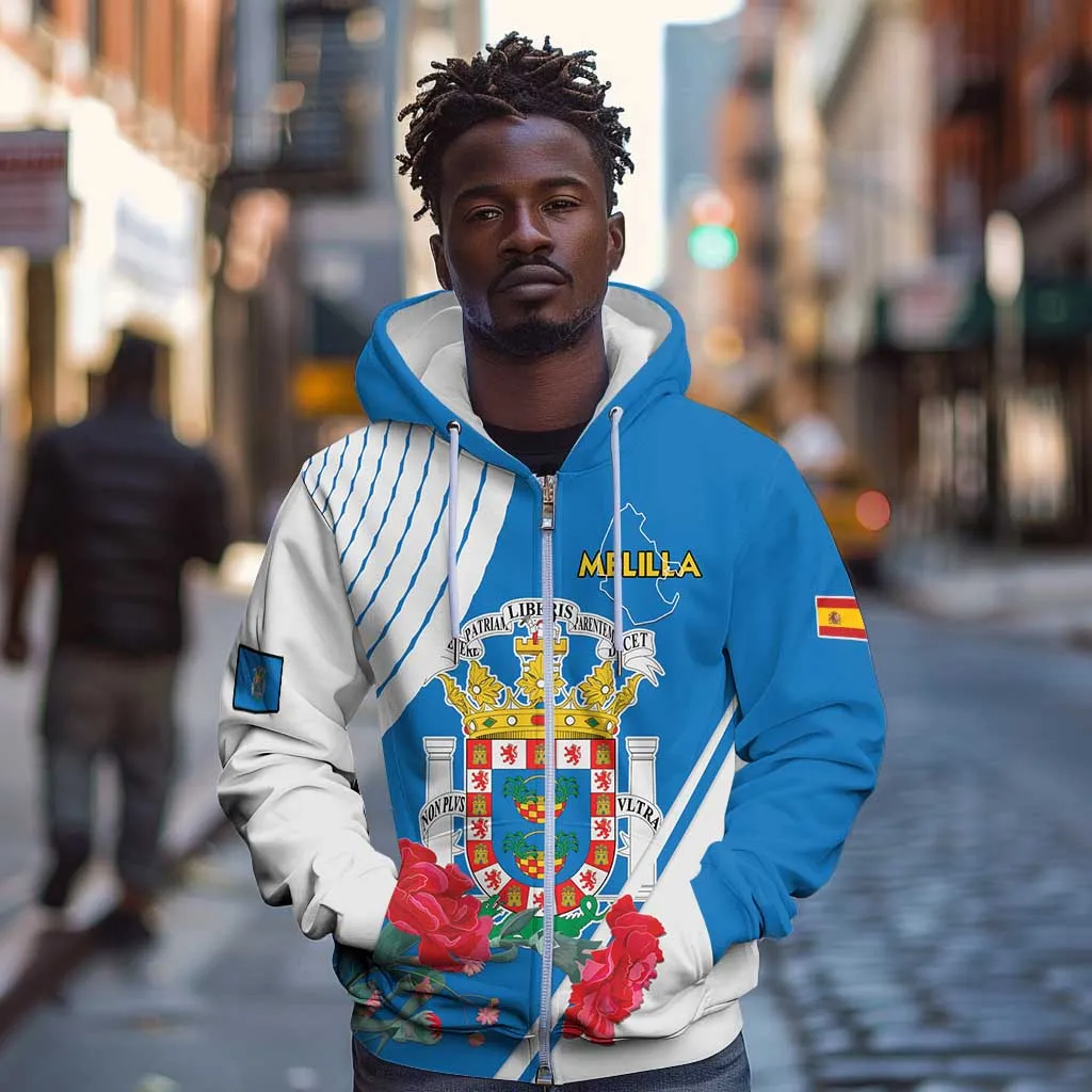 Melilla Spain Zip Hoodie Coat Of Arms With Map LT15