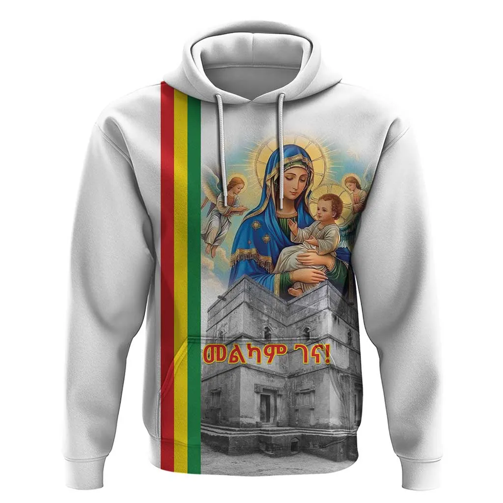 Melkam Gena Ethiopia Zip Hoodie Saint Mary Lalibela Churches LT15