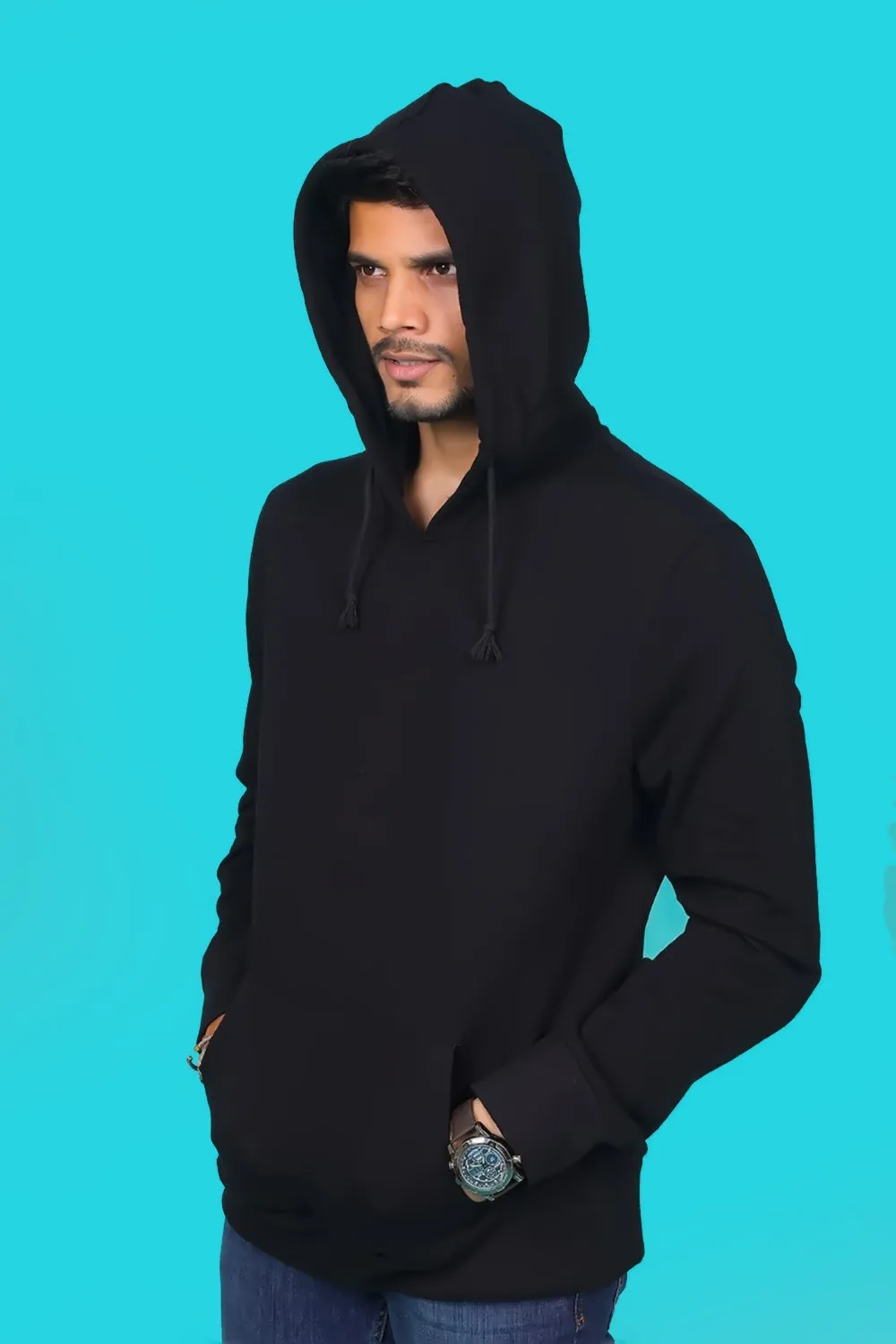 Men's Black Hooded Jacket