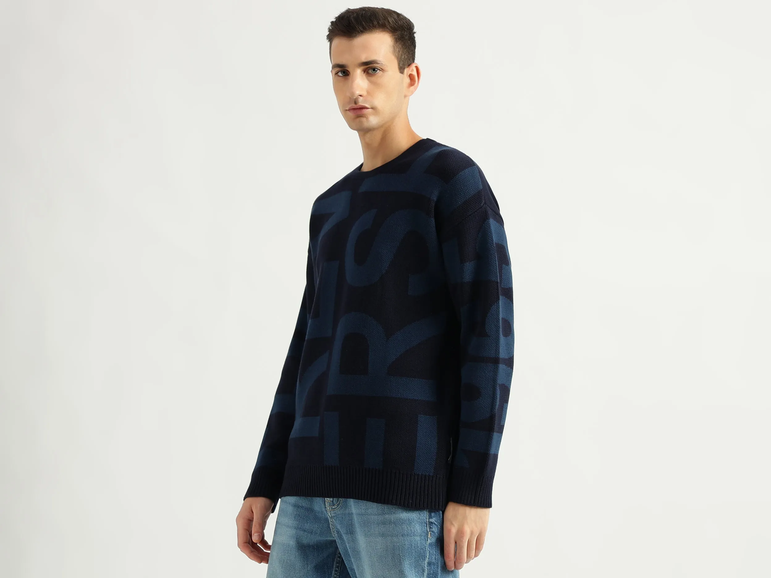 Men's Drop Shoulder Round Neck Knitted Sweaters