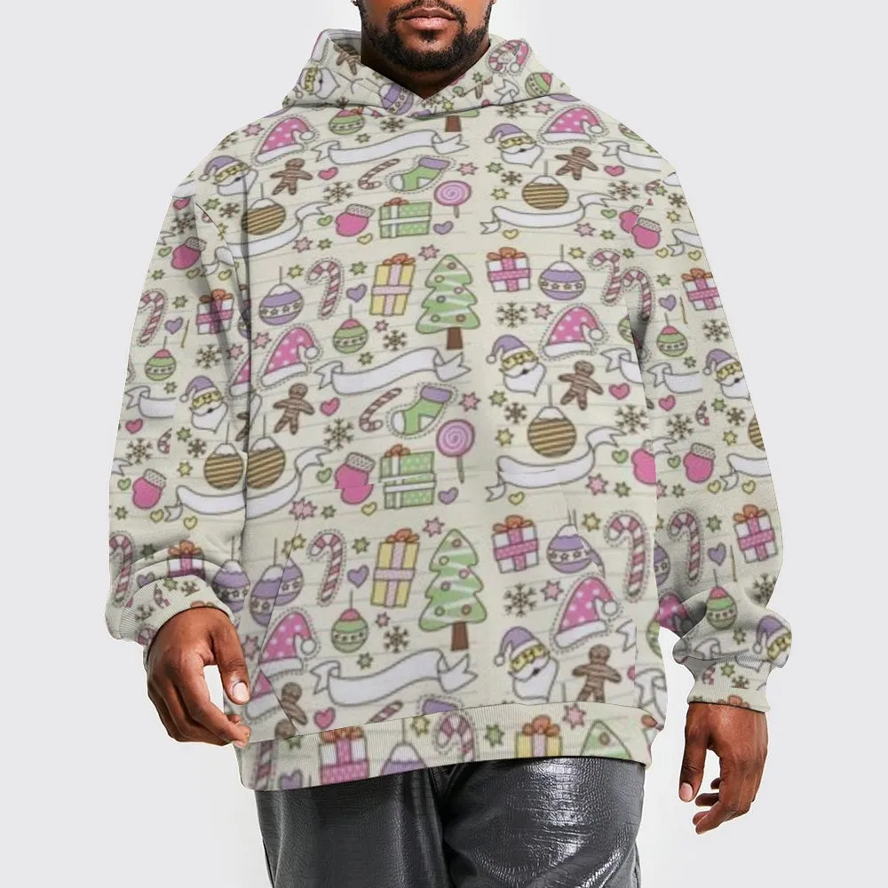 Mens Happy Christmas Gift Graphic Pullover With Kangaroo Pocket Hoodies
