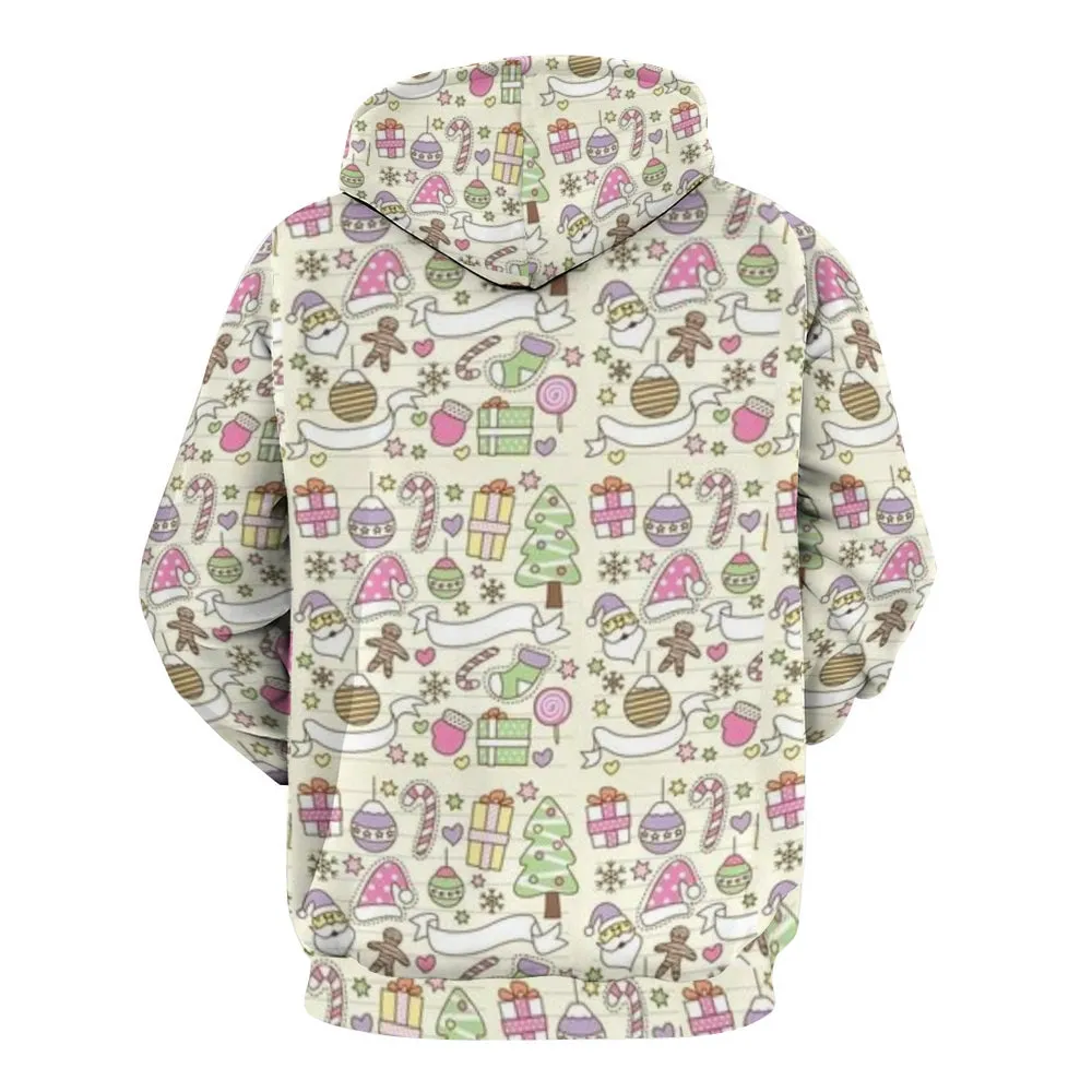 Mens Happy Christmas Gift Graphic Pullover With Kangaroo Pocket Hoodies