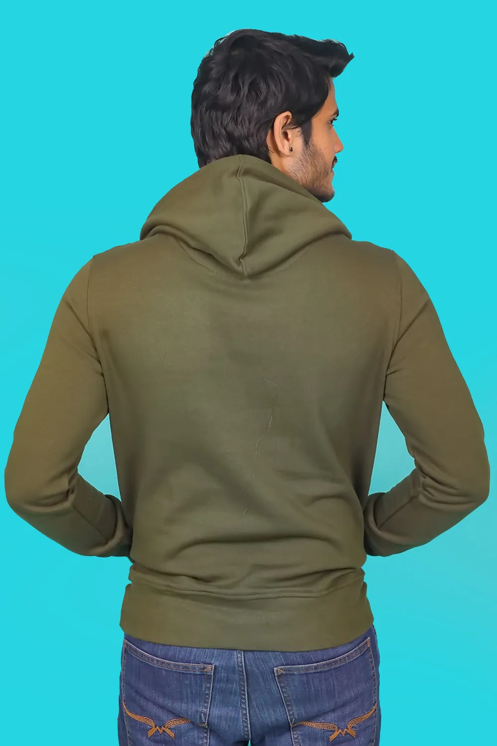 Men's Military Green Hooded Jacket with Logo