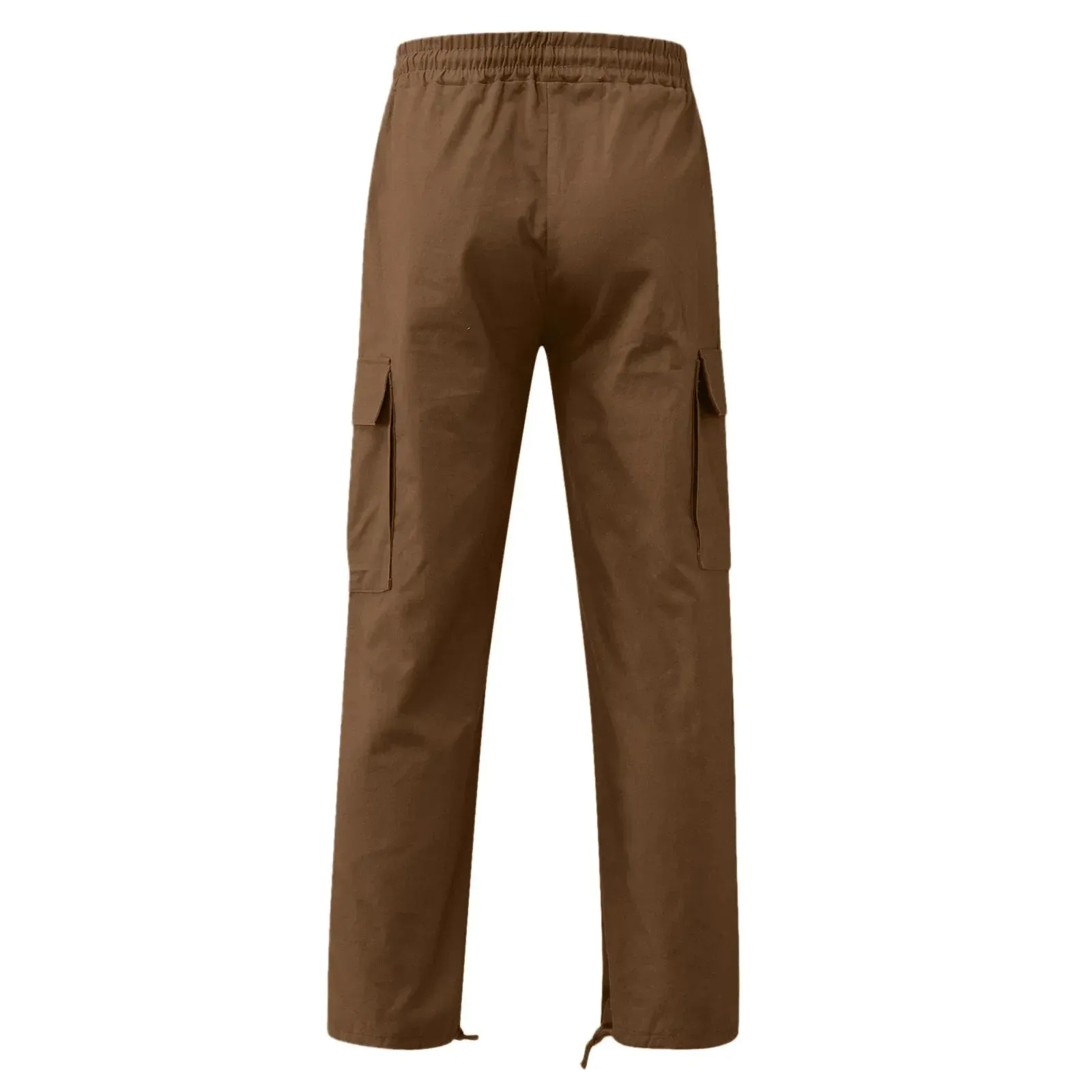 Men's Multi-pocket Cargo Pants – Solid Full-Length Trousers with Drawstring Pockets for Everyday Comfort