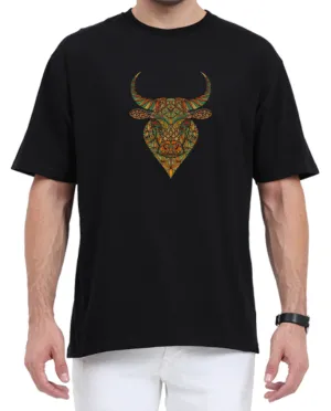 Men's Oversized Tshirt - DRON Bull - OS30 Black