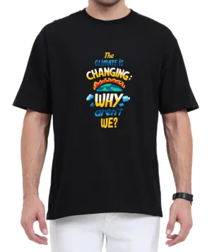 Men's Oversized Tshirt - DRON Climate Change - OS21 Black