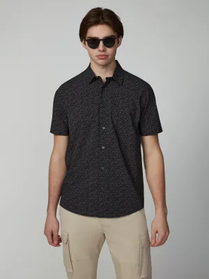 Men's Short Sleeve Textured 4-Way Stretch Print Shirt