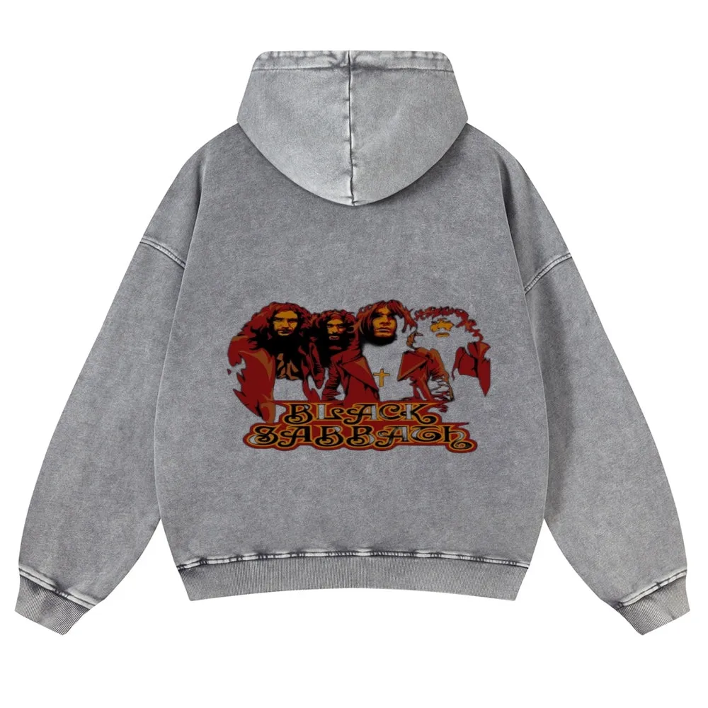 Mens Vintage Black Sabbath Rock Band Hoodies