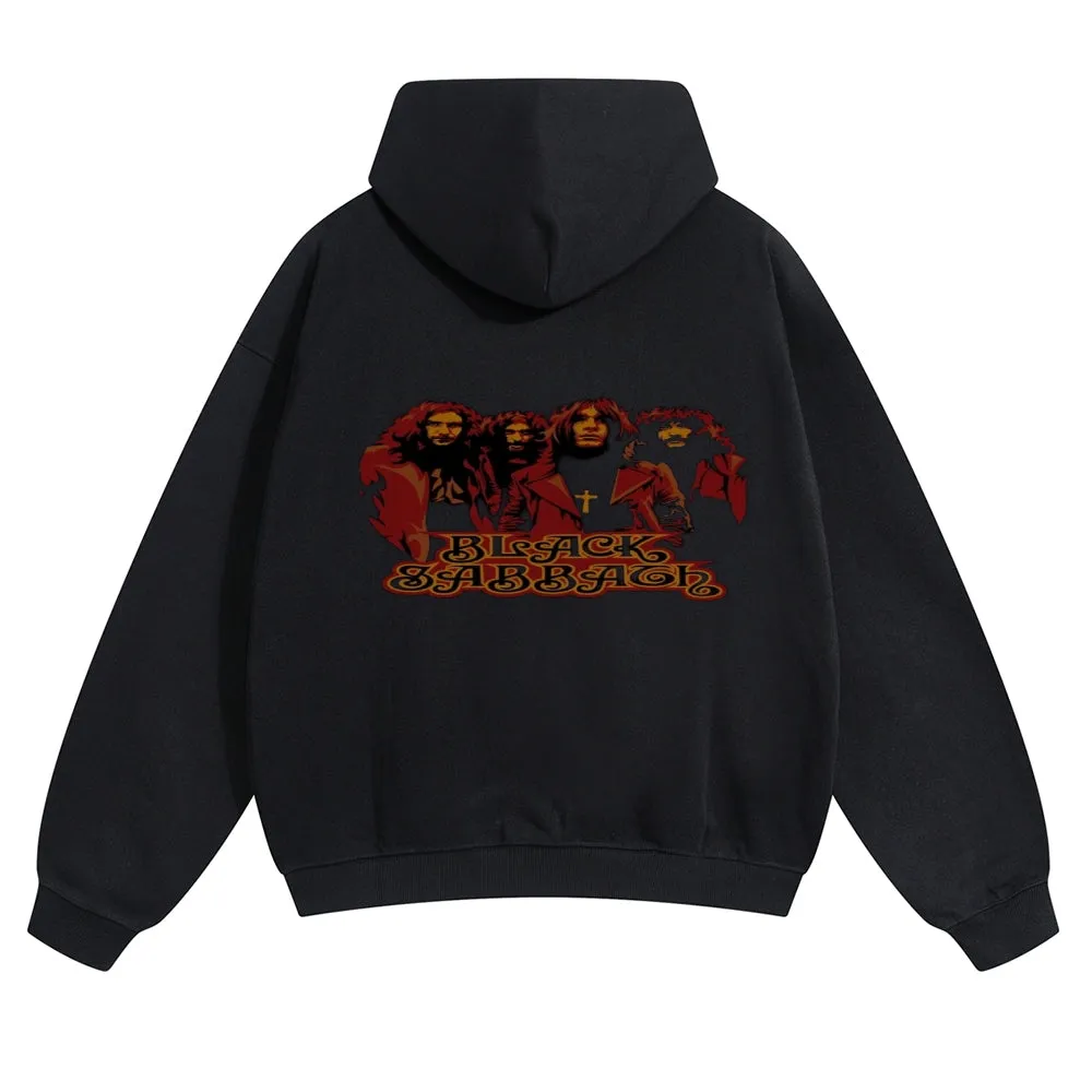 Mens Vintage Black Sabbath Rock Band Hoodies
