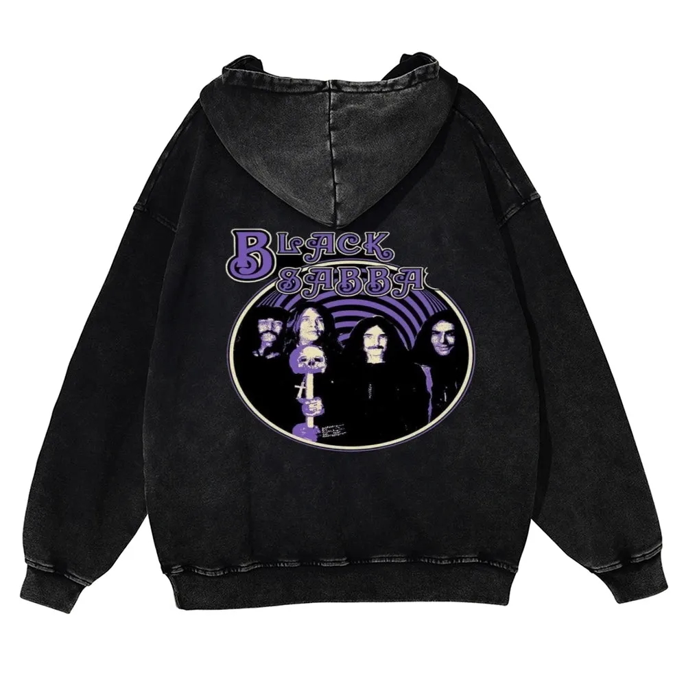 Mens Vintage Black Sabbath Rock Band Hoodies
