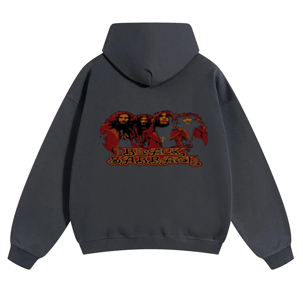 Mens Vintage Black Sabbath Rock Band Hoodies