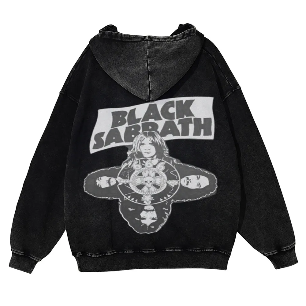 Mens Vintage  Black Sabbath Rock Band Hoodies