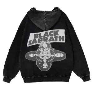 Mens Vintage  Black Sabbath Rock Band Hoodies
