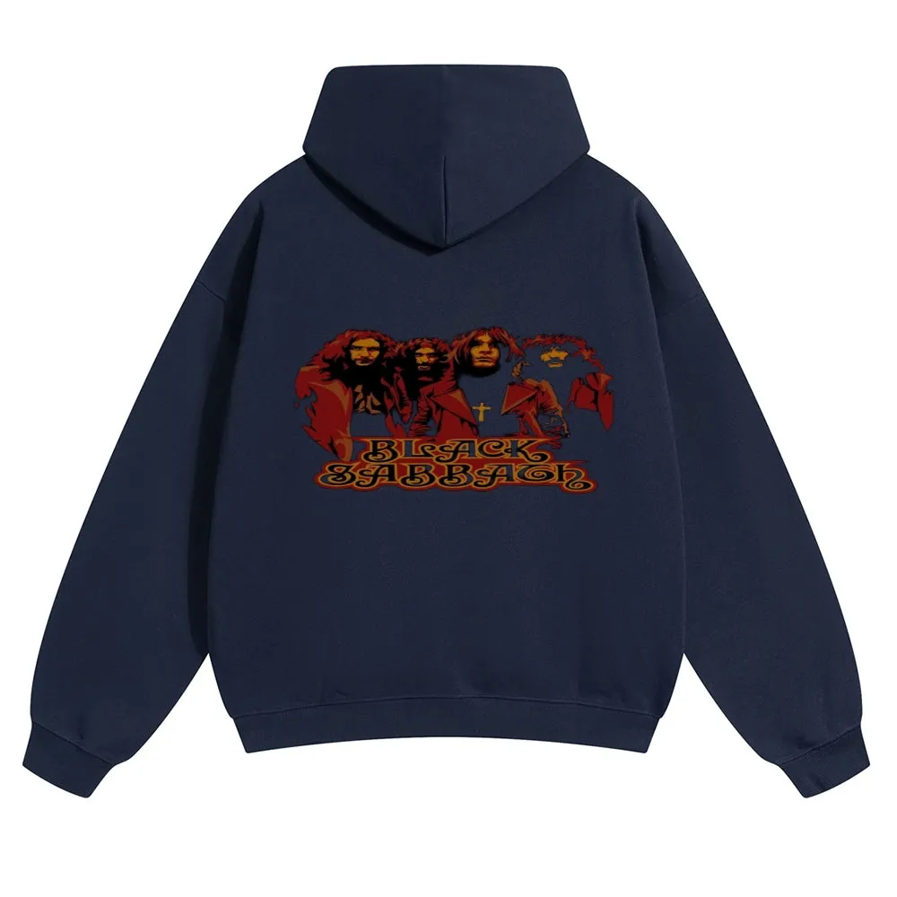 Mens Vintage Black Sabbath Rock Band Hoodies