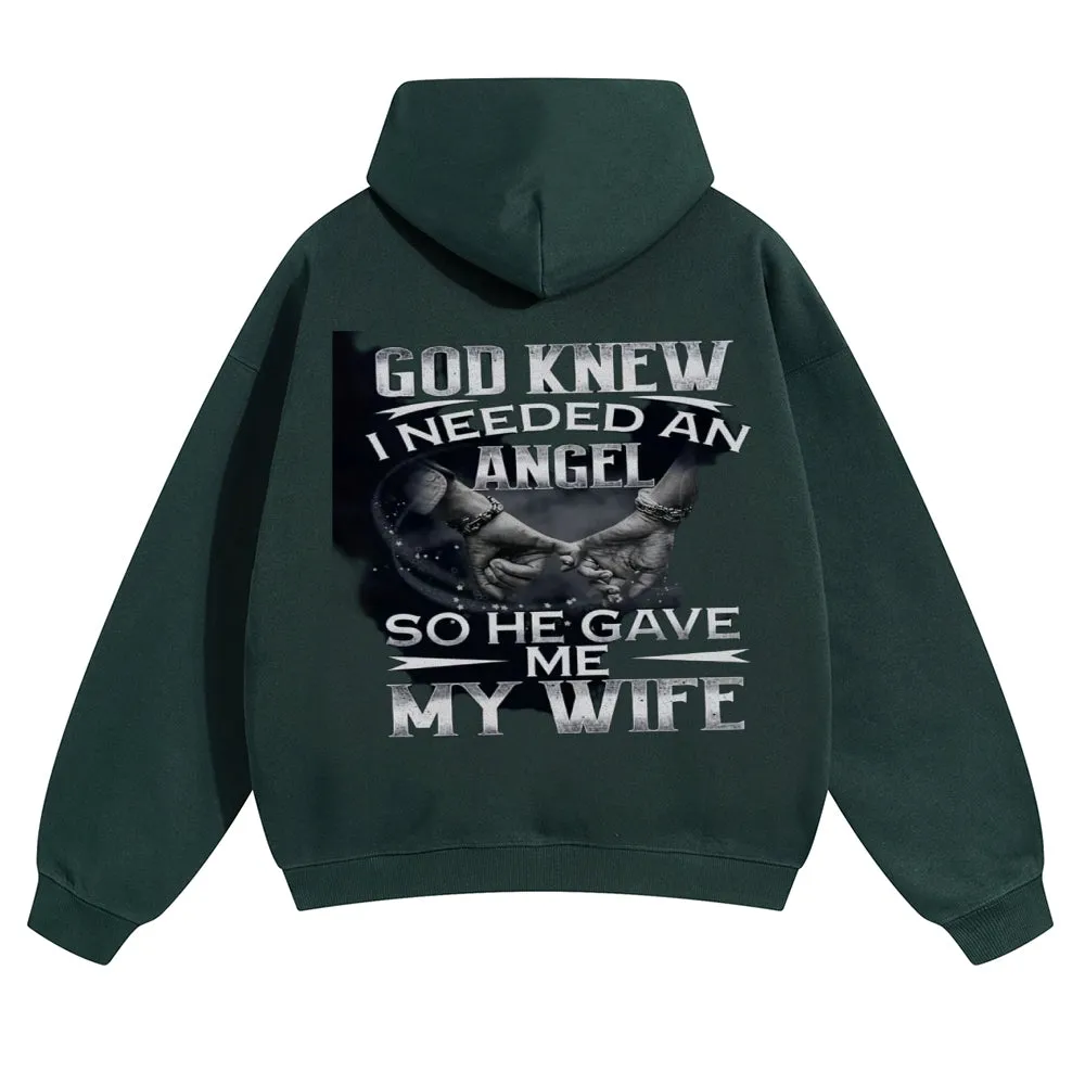 Mens Vintage God Knew I Needed An Angel Hoodies
