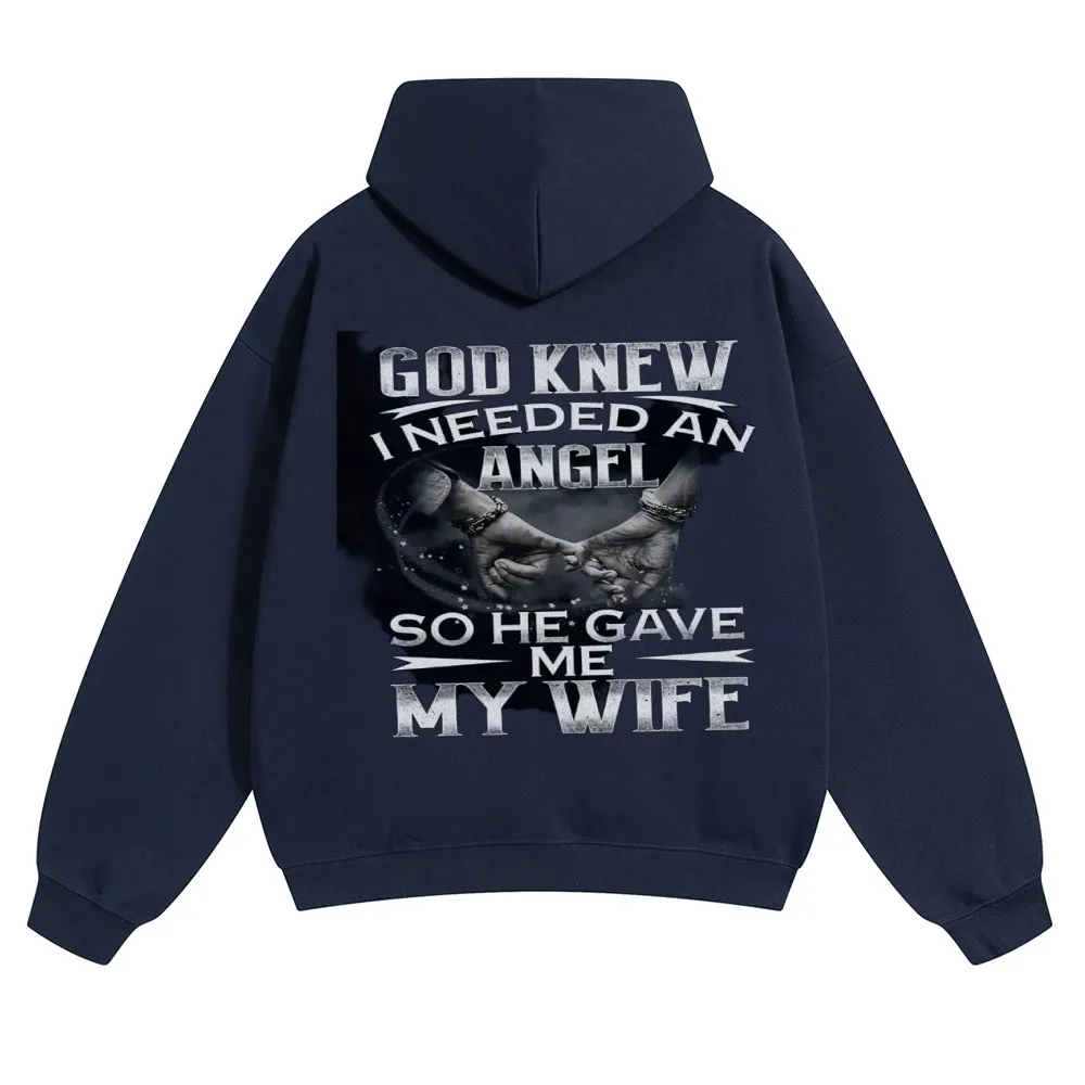 Mens Vintage God Knew I Needed An Angel Hoodies