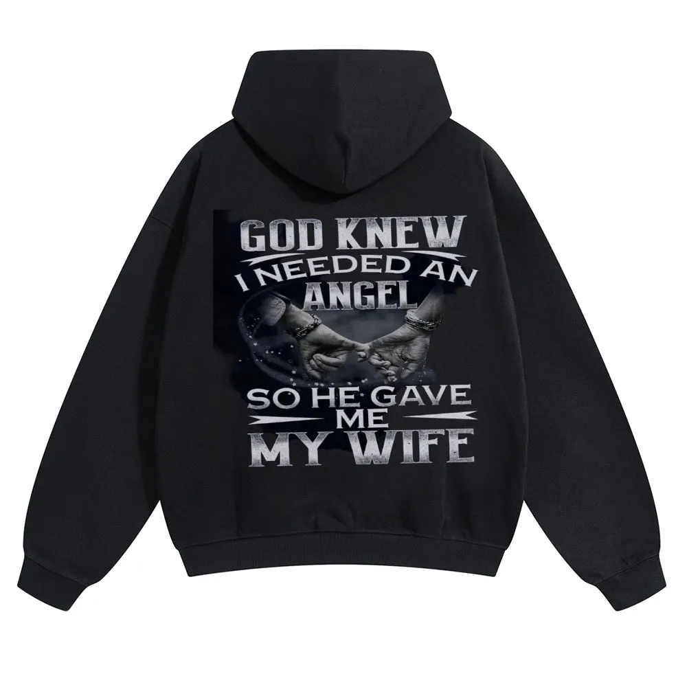 Mens Vintage God Knew I Needed An Angel Hoodies
