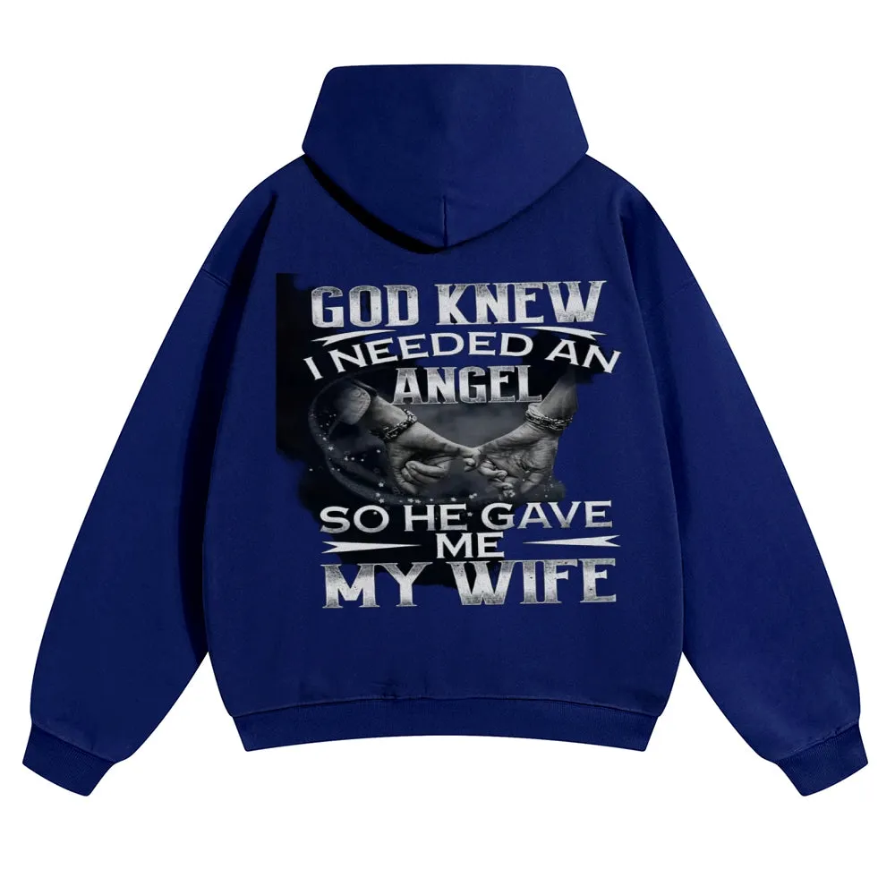 Mens Vintage God Knew I Needed An Angel Hoodies
