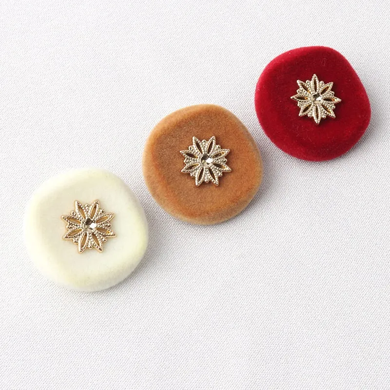 Metal Resin Flocked Combination Hand-Sewn Coat Buttons 6pcs