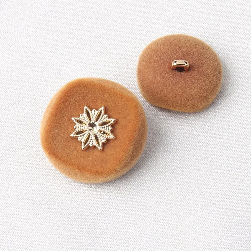 Metal Resin Flocked Combination Hand-Sewn Coat Buttons 6pcs