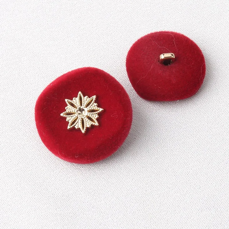 Metal Resin Flocked Combination Hand-Sewn Coat Buttons 6pcs