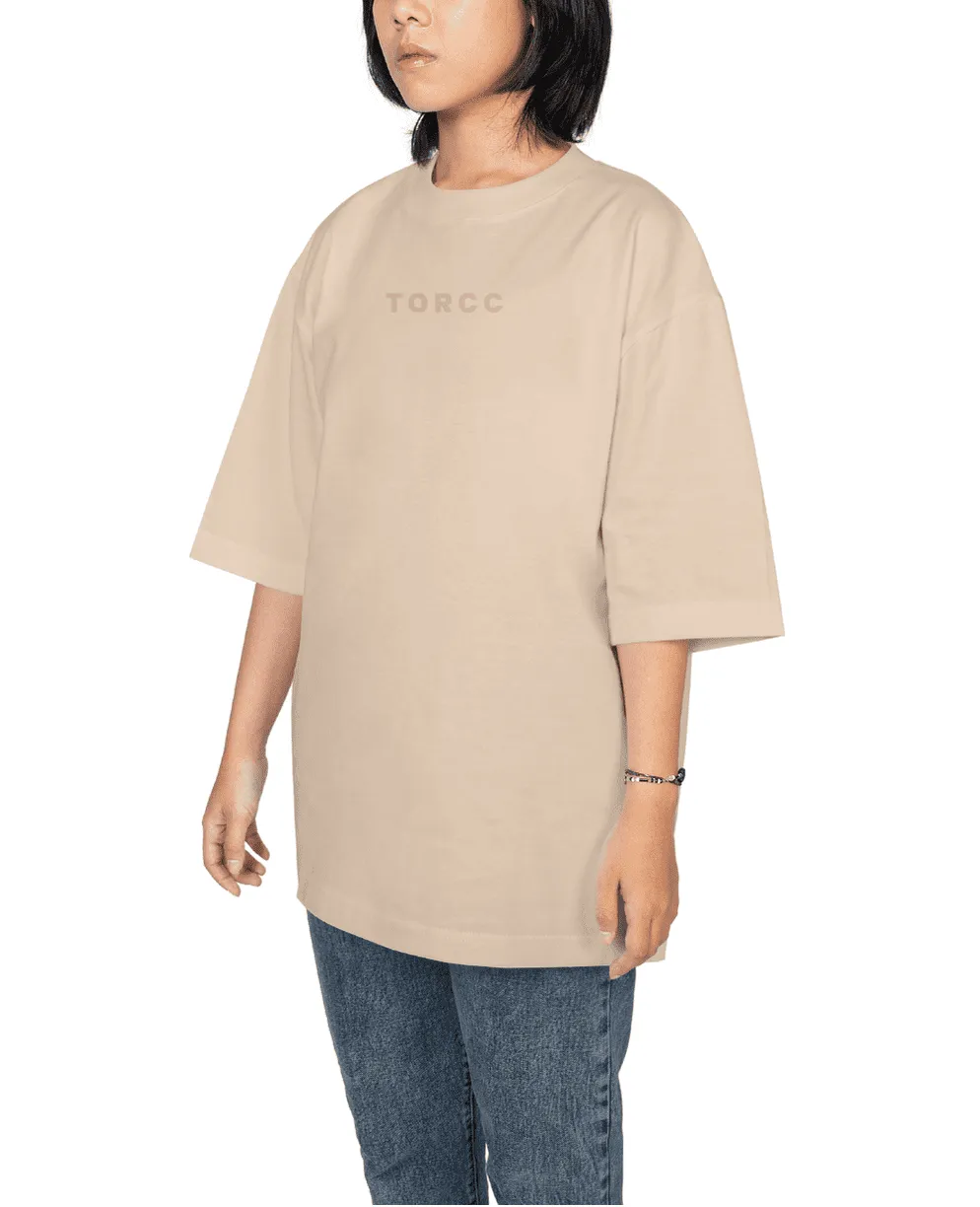 Minimal Beige Drop Shoulder T-shirt - WAREHOUSE SALE