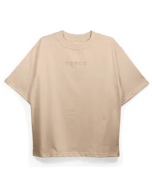 Minimal Beige Drop Shoulder T-shirt - WAREHOUSE SALE