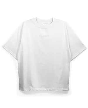 Minimal White Printed Oversized T-shirt | Drop Shoulder T-shirt