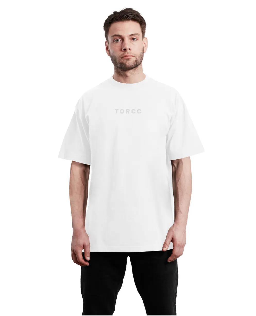 Minimal White Printed Oversized T-shirt | Drop Shoulder T-shirt