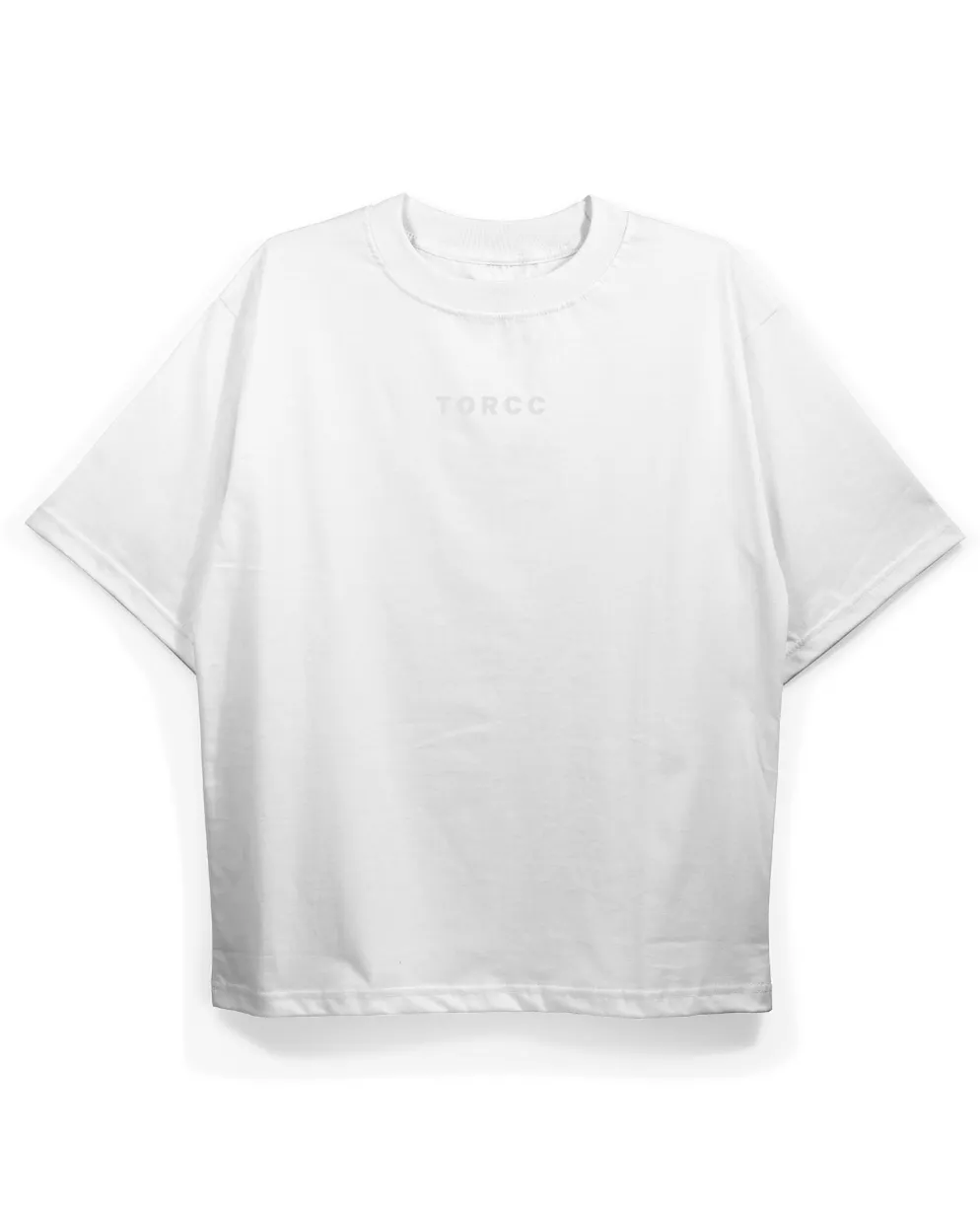 Minimal White Printed Oversized T-shirt | Drop Shoulder T-shirt