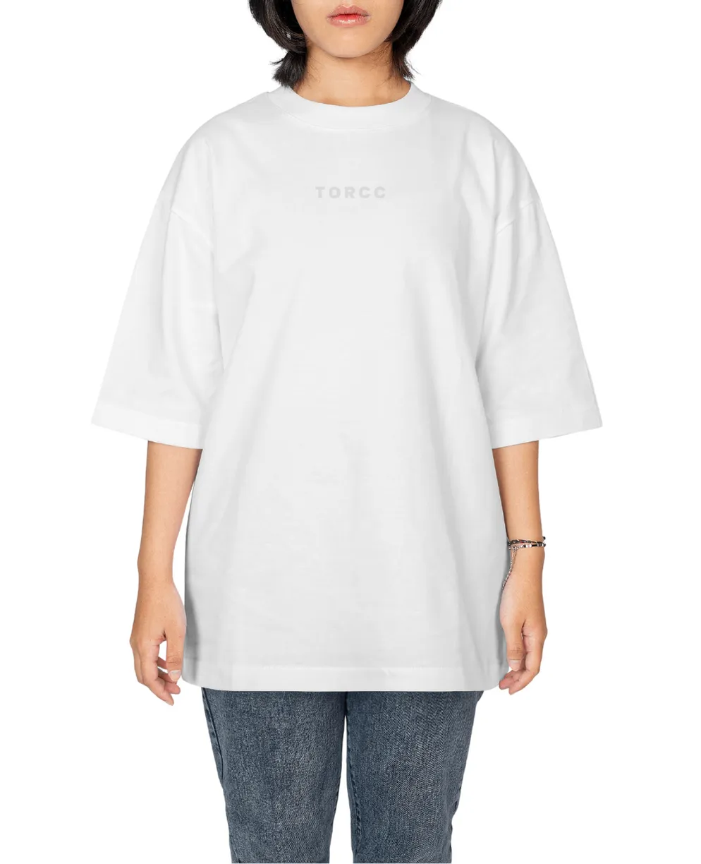 Minimal White Printed Oversized T-shirt | Drop Shoulder T-shirt
